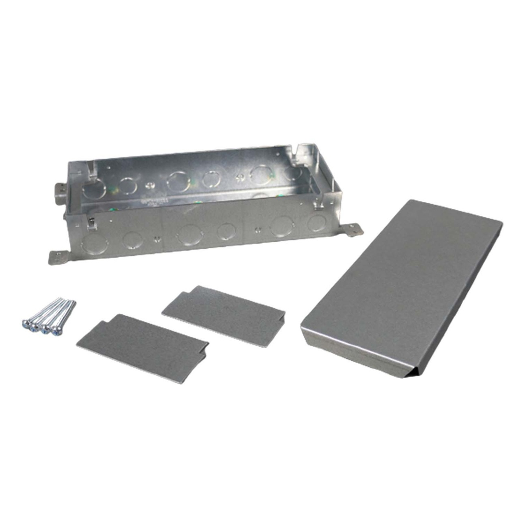 Product image for Wiremold 880M3 1/2 x 3/4" 126 In? 3-Gang Shallow Stamped Steel Floor Box