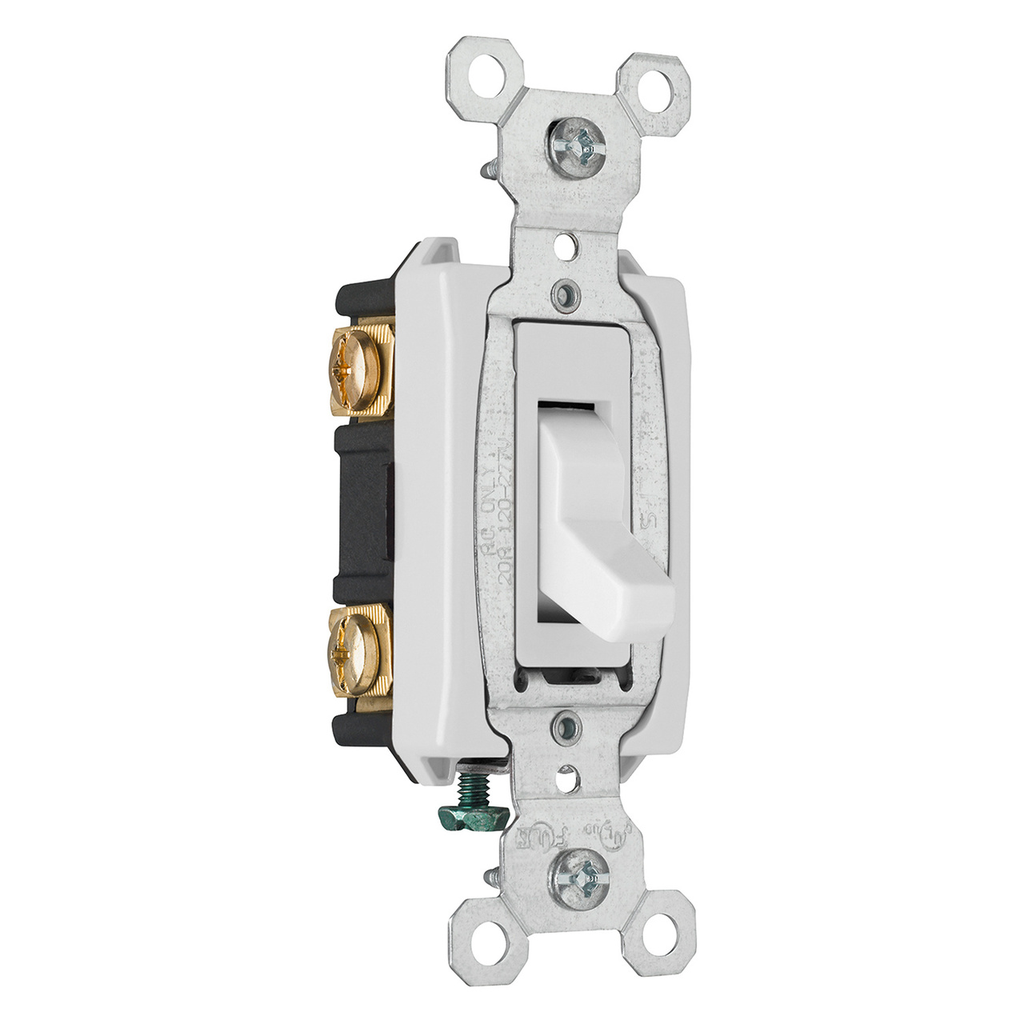 Product image for Pass & Seymour CSB20AC3-W Construction 3Way Switch, Back & Side Wire, 20Amp 120/277Volt, White