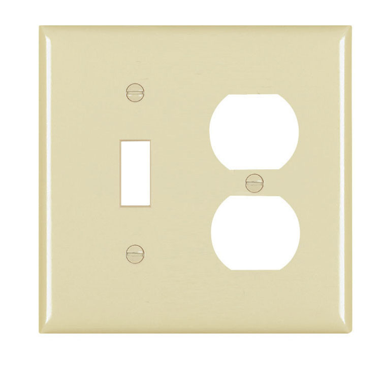 Product image for Pass & Seymour TP18-I 2Gang Wall Plate, Toggle / Duplex, Nylon, Standard - Ivory