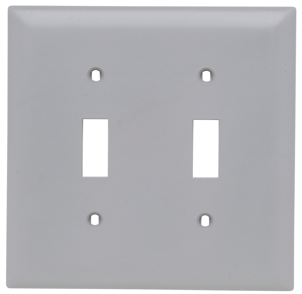 Product image for Pass & Seymour TP2-GRY 2Gang Wall Plate, Toggle Switch, Nylon, Standard - Gray