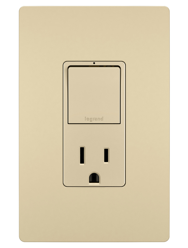 Product image for Pass & Seymour RCD38TRI Combination Single Pole/3-Way Switch & Tamper Resistant Receptacle, 15A 120/125V - Ivory