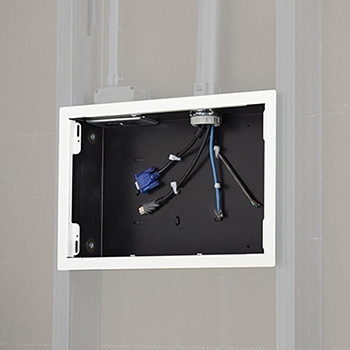 Product image for Wiremold WMPAC525FW In-Wall Storage Box, for A/V, Power & Data, w/ Flange, 9" x 14.25" x 3.9", White Flange