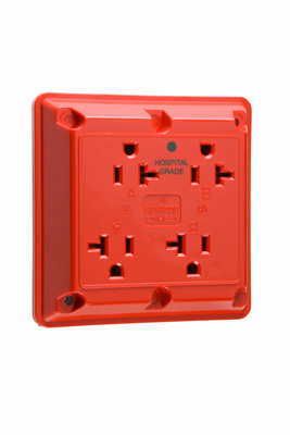 Product image for Pass & Seymour 420-HRED Hospital Grade Quad Receptacle 20A 125V - Red