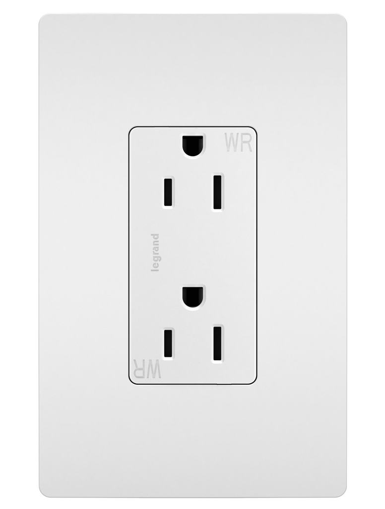 Product image for Pass & Seymour 885-TRWRW radiant® Decorator Tamper-Resistant Receptacle, Weather-Resistant, 15A 125V (5-15R), White