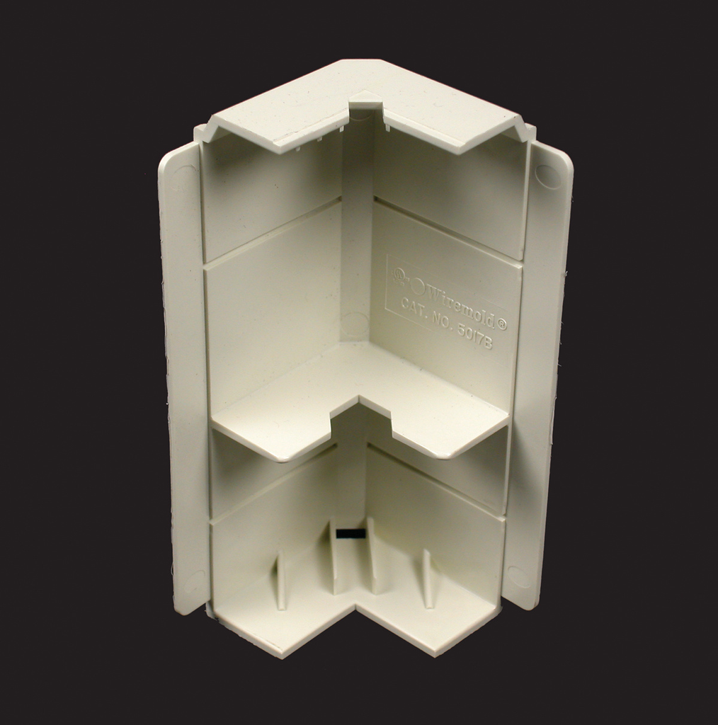 Product image for Wiremold 5017B 5-5/16 x 1-5/16" Non-Metallic Multiple Channel Raceway Internal Elbow Base