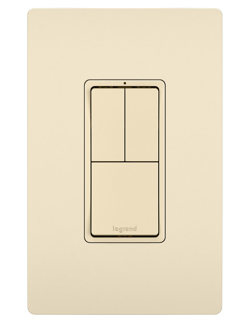 Product image for Pass & Seymour RCD113LA Radiant Combination (2) Single Pole and (1) 3-Way Switches, 15A 120V - Light Almond
