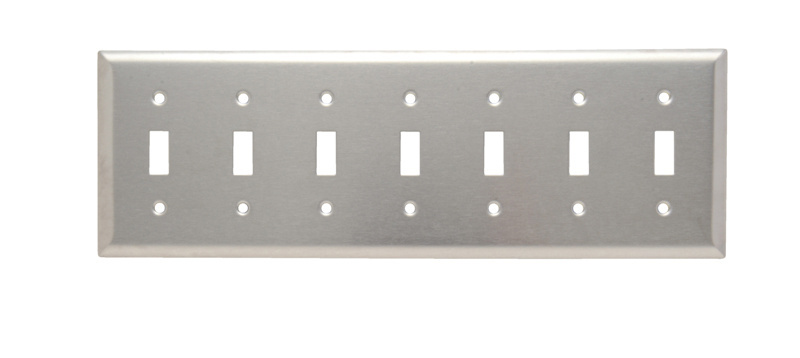Product image for Pass & Seymour SS601 7Gang Wall Plate, Blank, Box Mount, Standard - 302/304 Stainless Steel