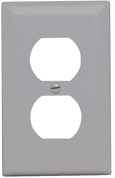 Product image for Pass & Seymour TP8-GRY 1Gang Wall Plate, Duplex Receptacle, Nylon, Standard - Gray