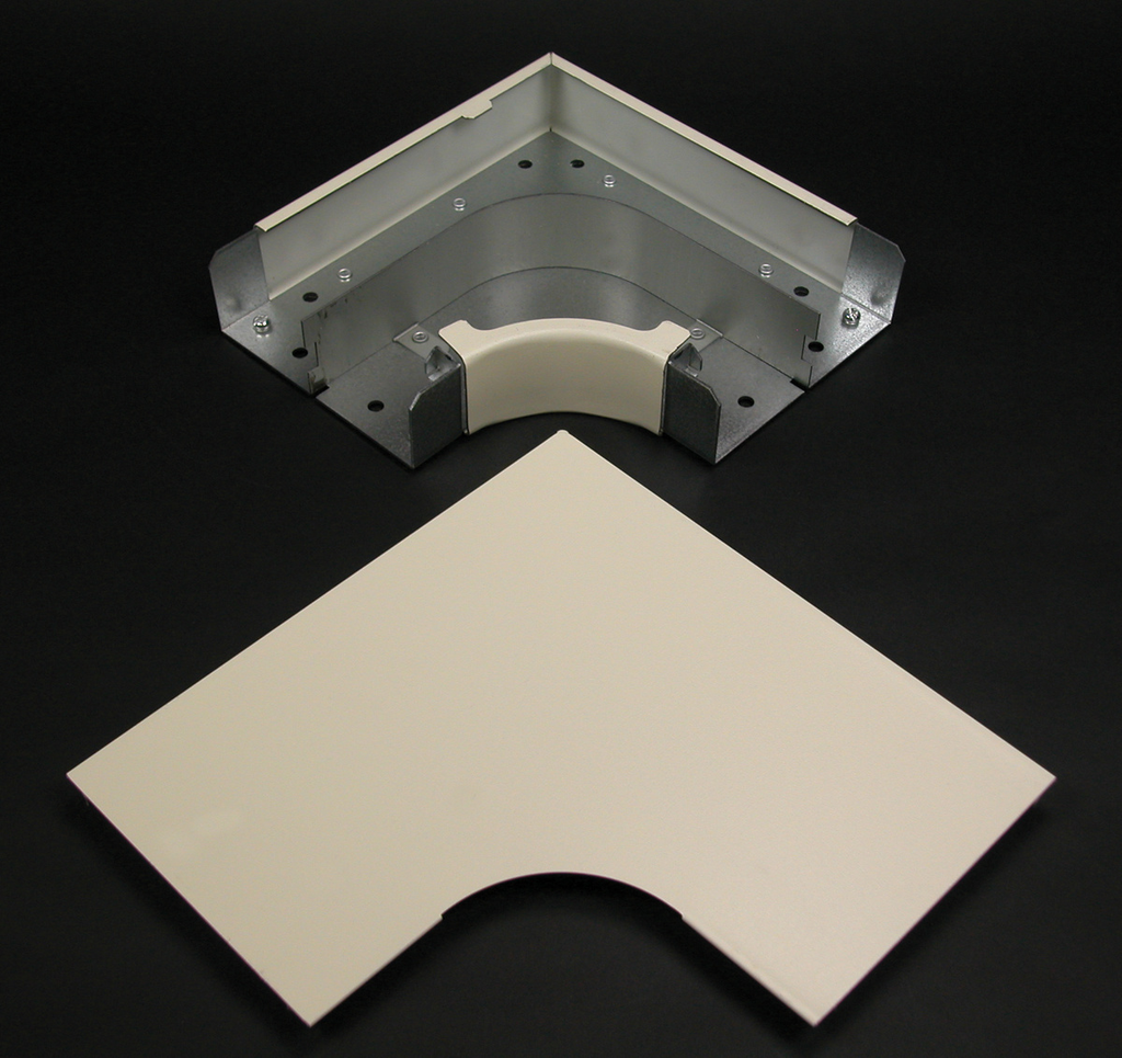 Product image for Wiremold V4011FO 8-3/4" Ivory Steel Multiple Channel Raceway Radiused Full Capacity Flat Elbow