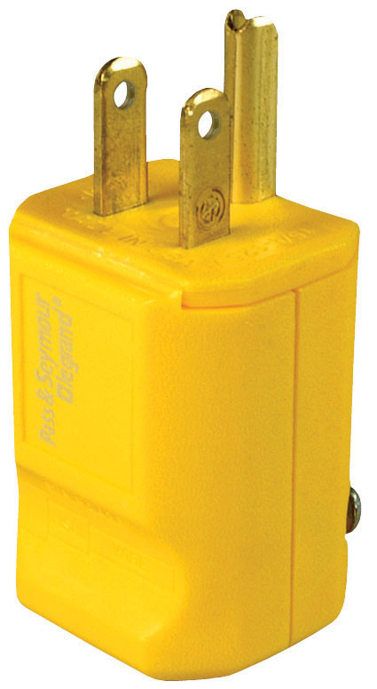 Product image for Pass & Seymour PS5965-Y Straight Blade Plug, 2pole 3wire, 15A 125v - Yellow