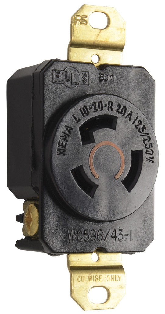 Product image for Pass & Seymour L1020-R Turnlok Receptacle, 3wire, 20A 125/250v