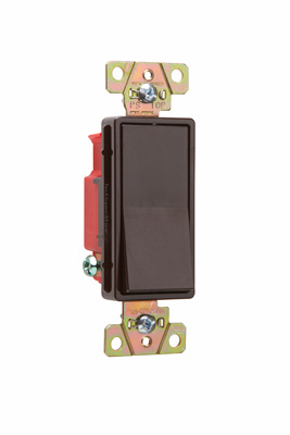 Product image for Pass & Seymour 2621 Single Pole, Back and Side Wire, Decorator Switch, 20 amps, 120/277V - Brown