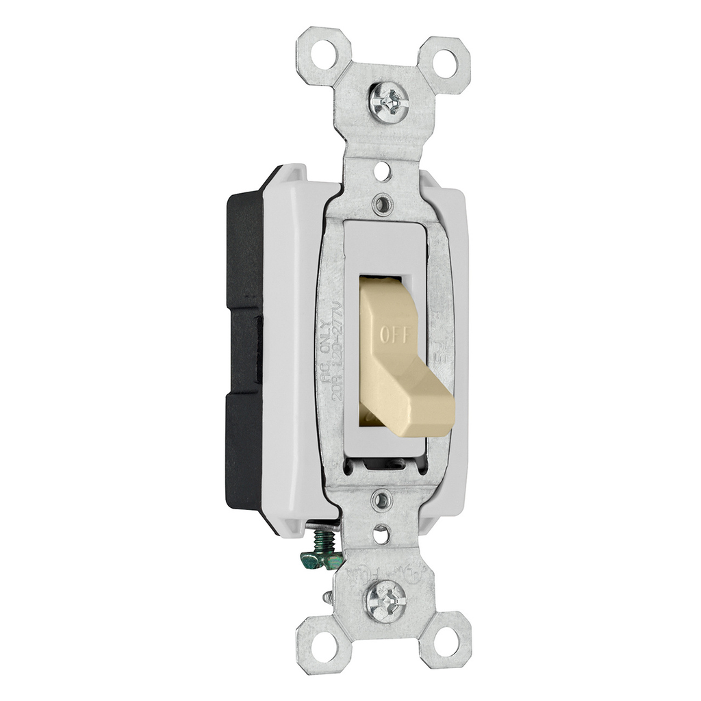 Product image for Pass & Seymour CSB20AC1-I Construction 1Pole Switch, Back & Side Wire, 20Amp 120/277Volt, Ivory
