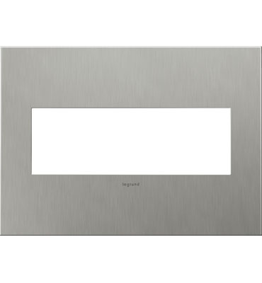 Product image for Pass & Seymour AWC3G-BS4 3-Gang 2-Module Wall Plate - Brushed Stainless Steel