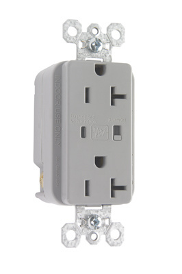 Product image for Pass & Seymour 5362-GRYSP 20 Amp 125 VAC 2-Pole 3-Wire NEMA 5-20R Surge Protective Duplex Receptacle - Gray