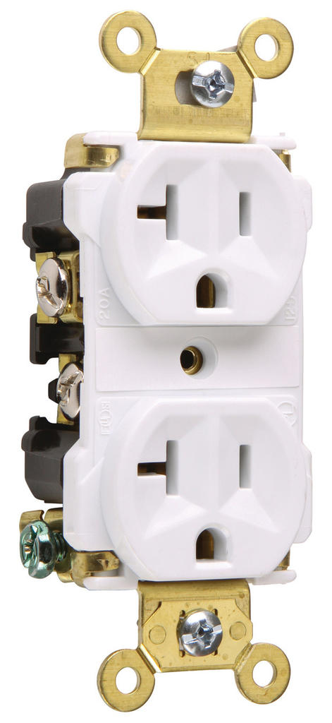 Product image for Pass & Seymour 5362-AW Industrial Extra Heavy-Duty Spec Grade Duplex Receptacle, Back & Side Wire, 20A 125V - White