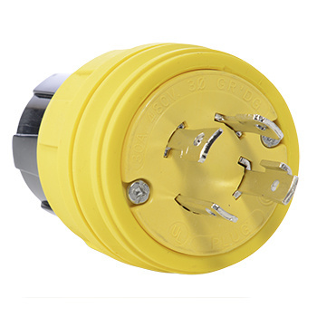 Product image for Pass & Seymour 28W76 30A 3P4W 480V Watertight Locking Plug, NEMA 4X/6P IP67 (L16-30P) - Yellow
