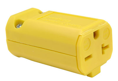 Product image for Pass & Seymour PS5469-Y Straight Blade Connector, 20A 250V, 2pole 3wire - Yellow