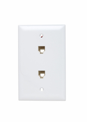 Product image for Pass & Seymour TPTE2-W Single Gang, Two Modular Four Conductor Rj11 Telephone Jacks With Wall Plate, White