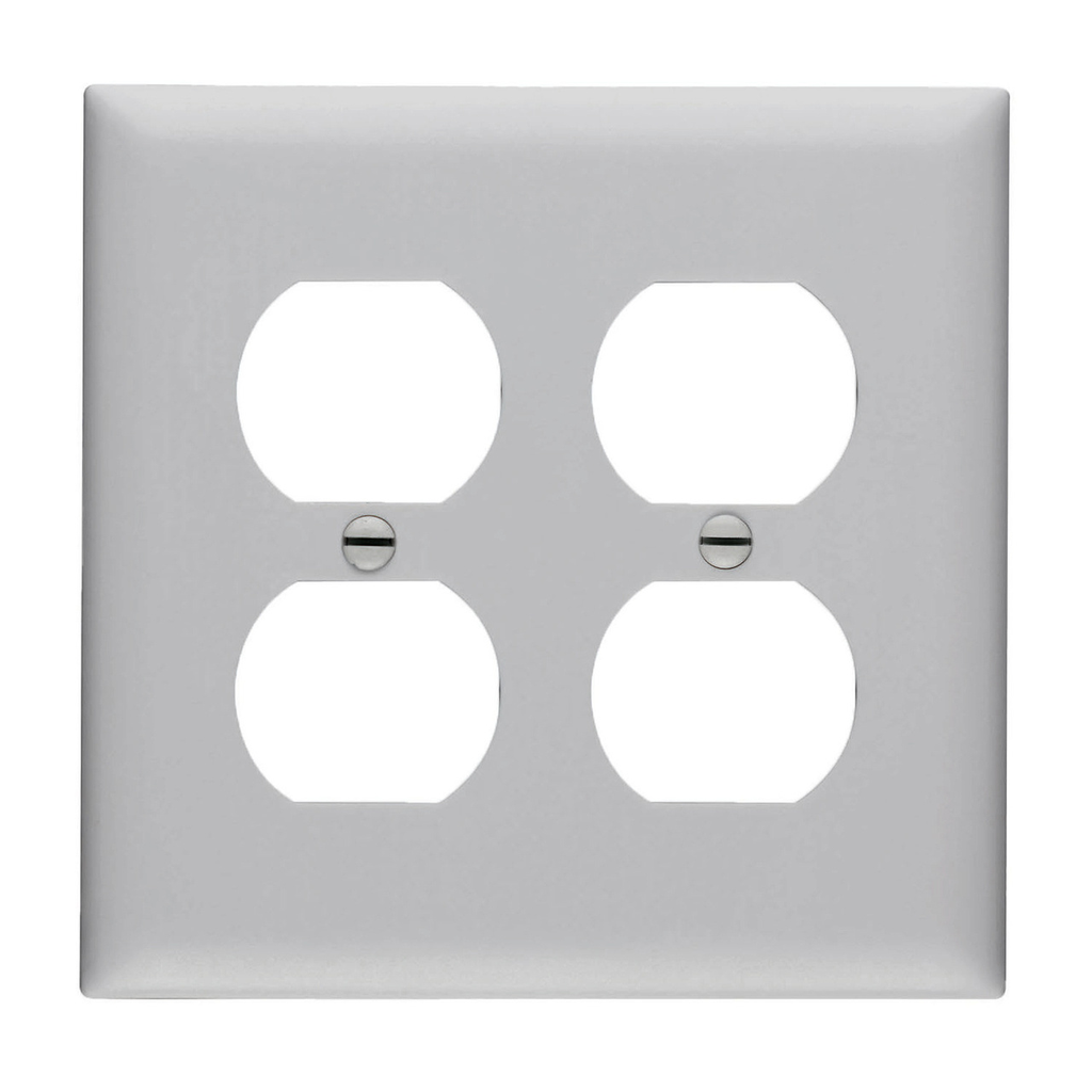 Product image for Pass & Seymour TP82-GRY 2Gang Wall Plate, Duplex Receptacle, Nylon, Standard - Gray