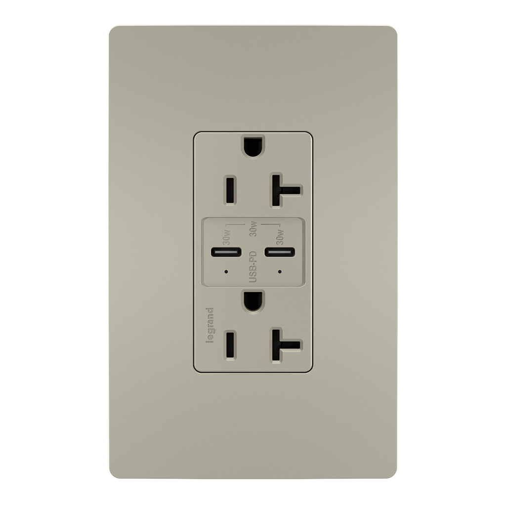 Mayer-DDS-radiant® 20A Tamper Resistant Ultra Fast PLUS Power Delivery USB Type C/C Outlet, Nickel-1