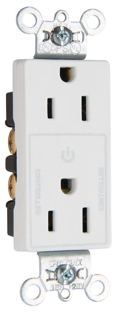 Product image for Pass & Seymour 26252-CHW 15A 125V Decorator Half Controlled Plug Load Duplex Outlet White
