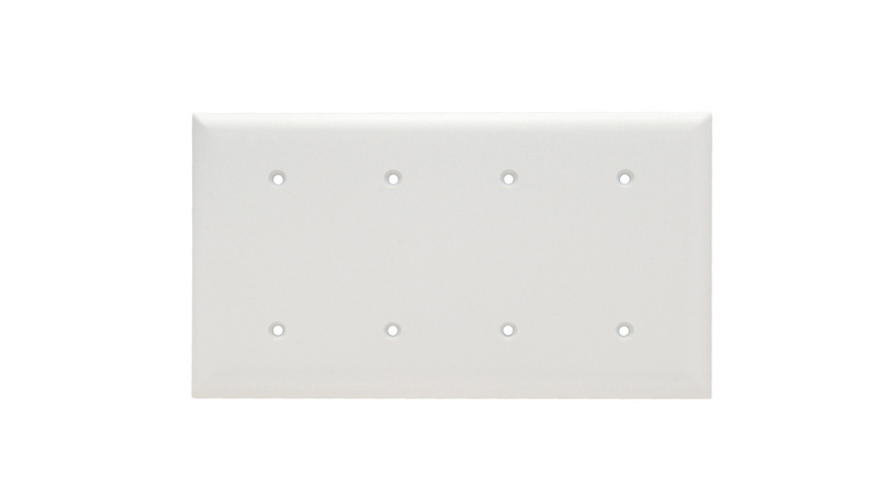 Product image for Pass & Seymour SP44-W 4Gang Wall Plate, Blank, Strap Mount, Standard - White