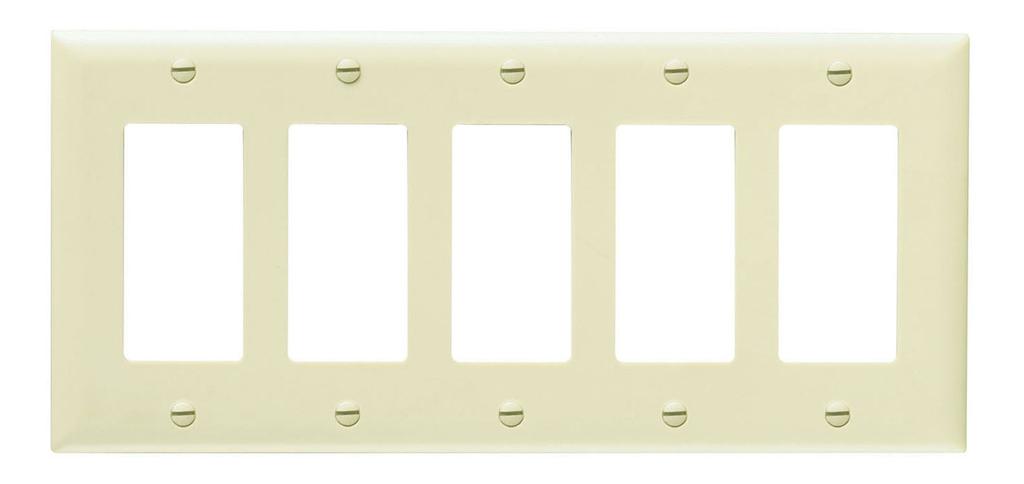 Product image for Pass & Seymour TP265-W 5Gang Wall Plate, Decorator, Nylon, Standard - White