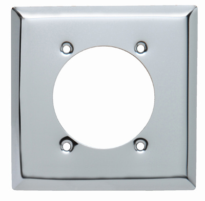 Product image for Pass & Seymour S3863-C 2-Gang Power Outlet Receptacle, 2.4688" Hole for 2.375" dia. Device - Chrome