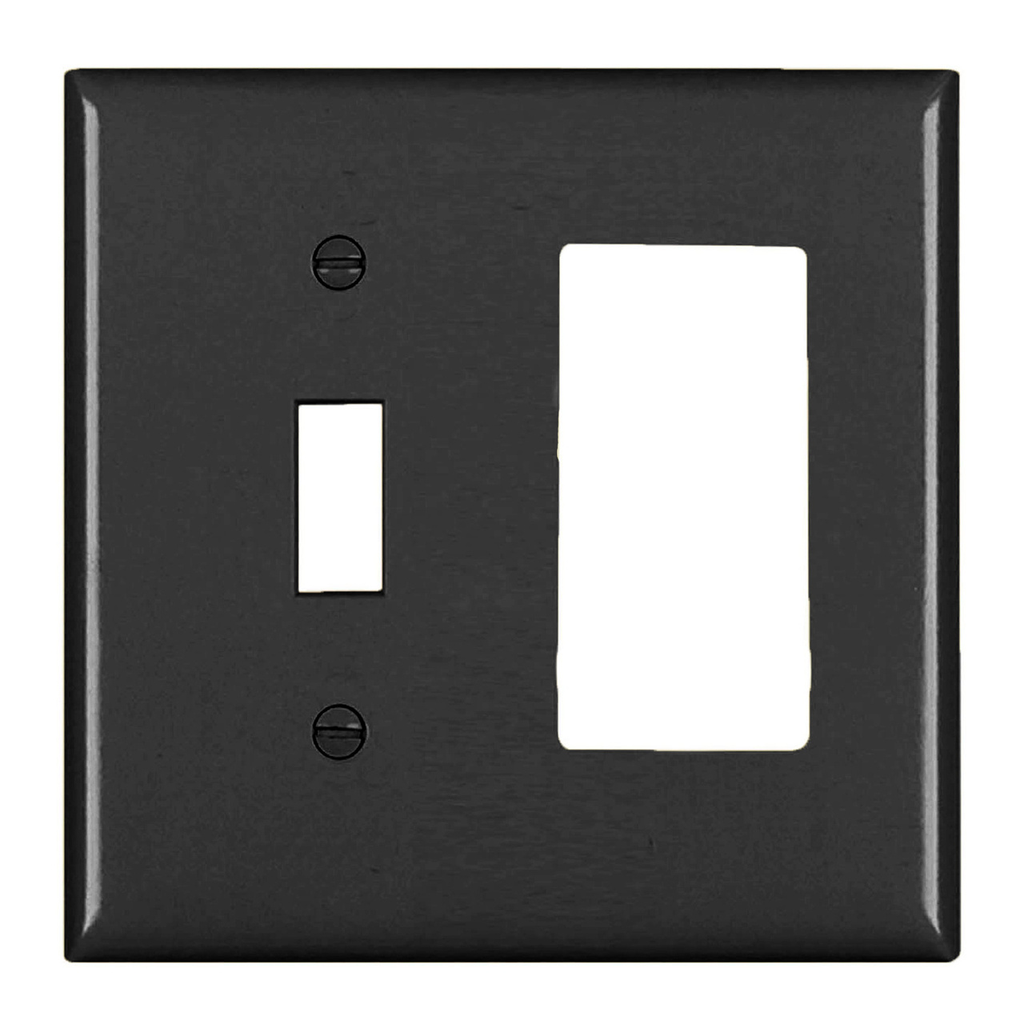 Product image for Pass & Seymour TP126-BK 2Gang Wall Plate, Toggle / Decorator, Nylon, Standard - Black