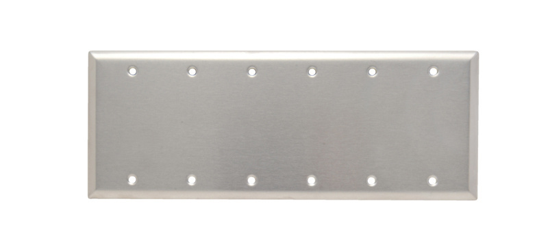 Product image for Pass & Seymour SS63 6Gang Wall Plate, Blank, Box Mount, Standard - 302/304 Stainless Steel