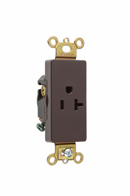 Product image for Pass & Seymour 26361 Heavy-Duty Decorator Spec Grade Single Receptacle, Back & Side Wire, 20A 125V - Brown