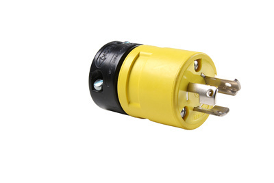 Product image for Pass & Seymour 2447 15 Amp 125 VAC 2-Pole 3-Wire NEMA L5-15P Yellow Nylon Straight Locking Plug