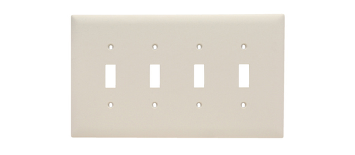 Product image for Pass & Seymour TPJ4-LA 4Gang Wall Plate, Toggle Switch, Nylon, Jumbo - Light Almond