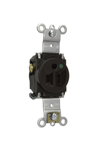 Product image for Pass & Seymour 8201 Heavy-Duty Hospital Grade Single Receptacle, Back & Side Wire, 15A 125V - Brown