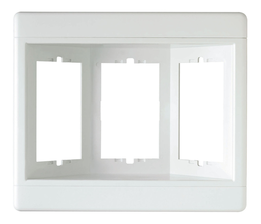 Product image for Pass & Seymour TV3W-W 3-Gang White Plastic Multimedia Recessed TV Box Frame