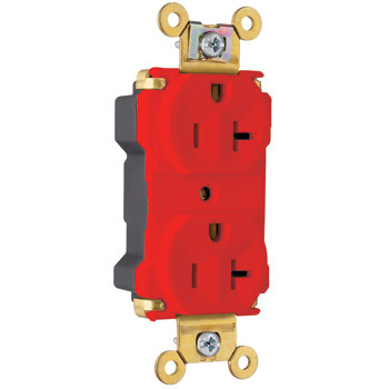 Product image for Pass & Seymour PT5362-ARED PlugTail™ Industrial Extra Heavy-Duty Spec Grade Duplex Receptacle, 20A 125V - Red