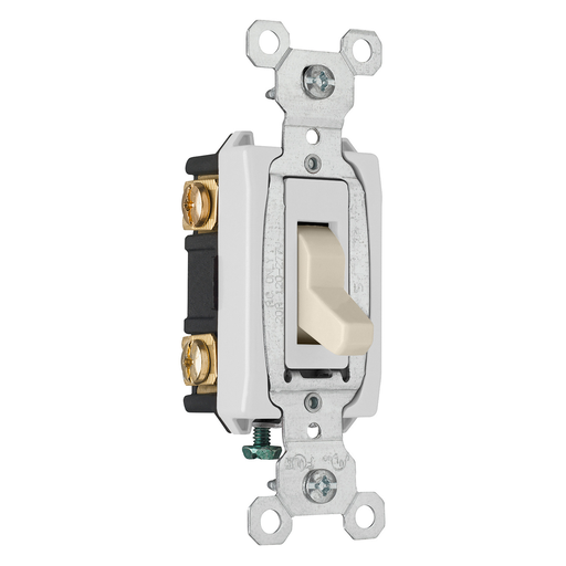 Product image for Pass & Seymour CSB20AC3-LA Construction 3way Switch, Back & Side Wire, 20A 120/277V - Light Almond