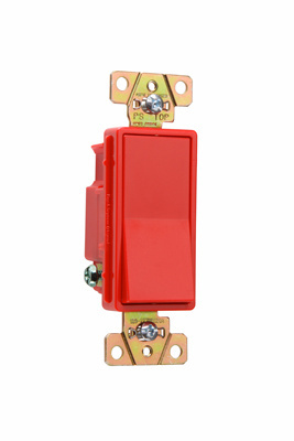 Product image for Pass & Seymour 2621-RED Single Pole, Back and Side Wire, Decorator Switch, 20 amps, 120/277V -Red.