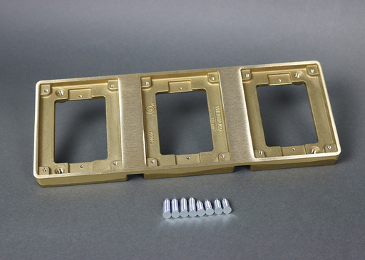 Product image for Wiremold 837T 11-3/4 x 4-1/2" 3-Gang Brass Floor Box Tile Flange