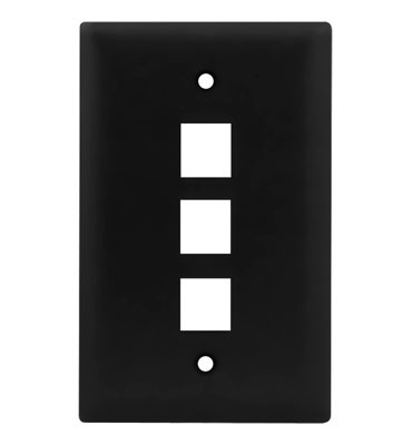 Product image for On-Q WP3403-BK 1-Gang 3-Port Black High Impact Flame Retardant Plastic Keystone Wallplate