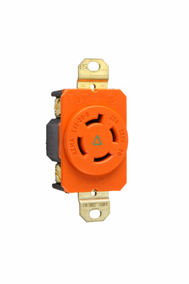 Product image for Pass & Seymour IGL1520-R Turnlok Single Receptacle, 4wire, 20A 3phase 250V Isolated Ground