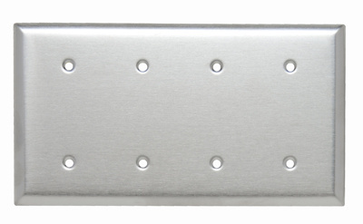 Product image for Pass & Seymour SS44 4Gang Wall Plate, Blank, Standard - 302/304 Stainless Steel