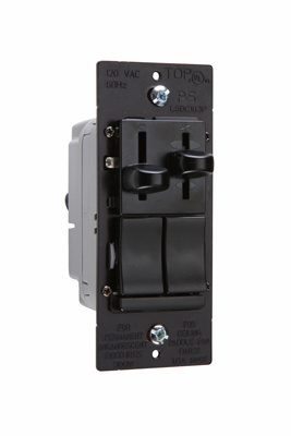 Product image for Pass & Seymour LSDC163-PBKV Dual Fan Speed Control / Dimmer, Preset 3-speed/3way, 300W - Black