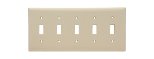 Product image for Pass & Seymour SP5-I 5Gang Wall Plate, 5-Toggle Switch, Standard - Ivory