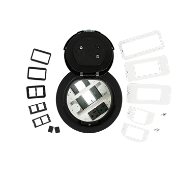 Product image for Wiremold 6AT2PAVBK 6AT-Series Prewired A/V Evolution™ Poke Thru Device, Flush Style Cover, Black