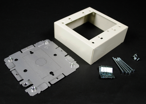 Product image for Wiremold V2048-2 4-3/4 x 4-3/4 x 1-3/4" Ivory Steel 1-Channel Raceway 2-Gang Device Box