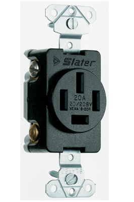 Product image for Pass & Seymour 3822 20 Amp 120/208 VAC Star 3-Phase 4-Pole 4-Wire NEMA 18-20R Straight Blade Single Receptacle