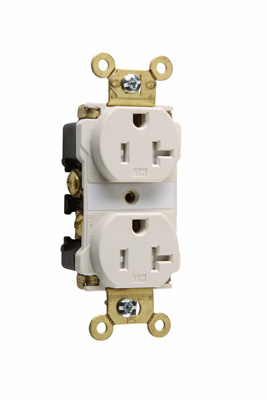 Product image for Pass & Seymour TR63LA 20 Amp 125 VAC 2-Pole 3-Wire NEMA 5-20R Light Almond Nylon Tamper-Resistant Duplex Receptacle