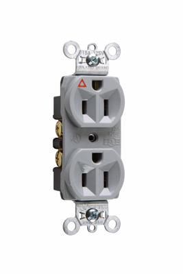 Product image for Pass & Seymour IG5262-GRY Isolated Ground Heavy-Duty Spec Grade Duplex Receptacle, Back & Side Wire, 15A 125V - Gray